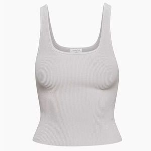 Babaton Sculpt Knit Squareneck Tank in Chrome